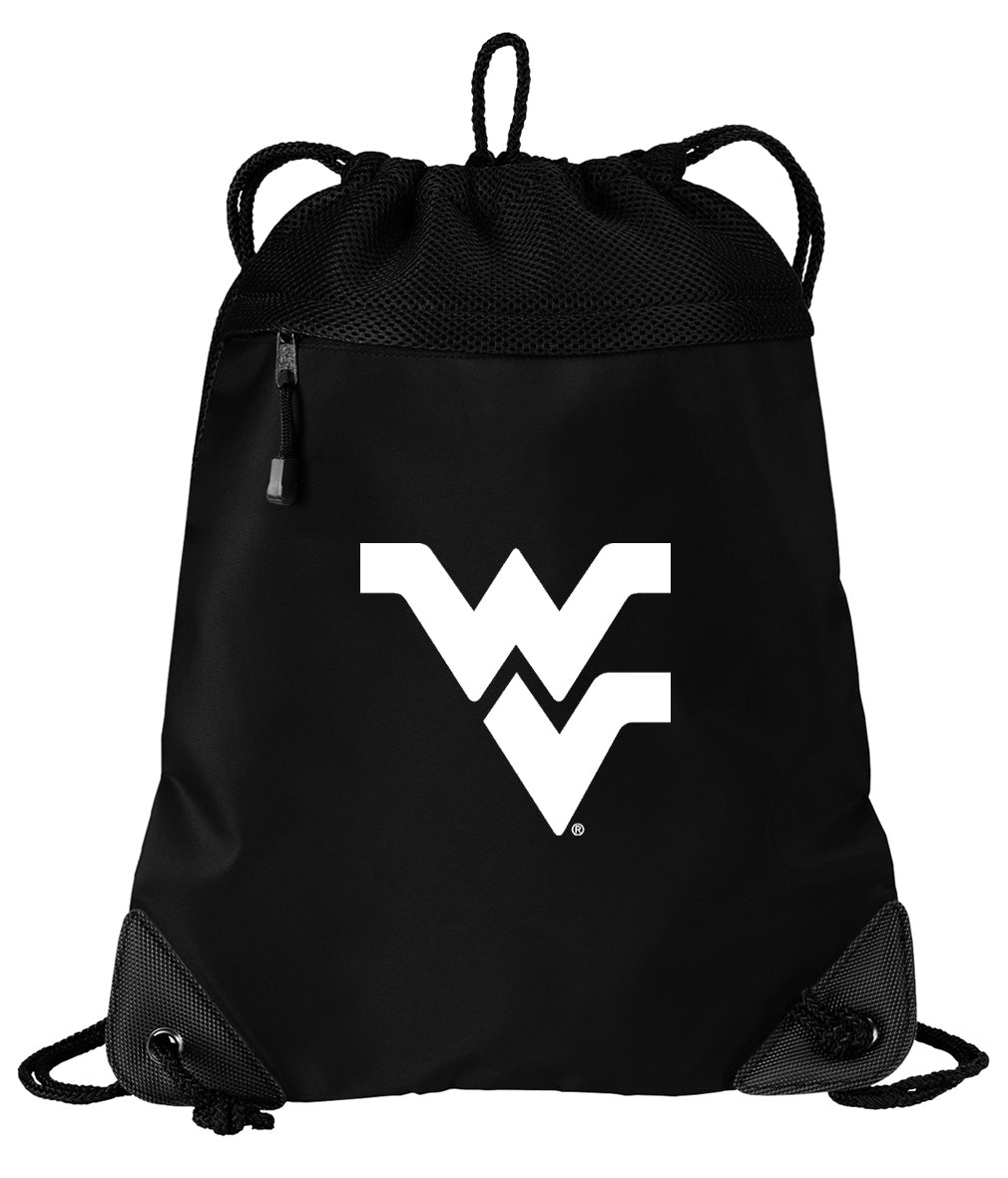 West Virginia Drawstring Backpack WVU Cinch Pack - Mesh & Microfiber Black