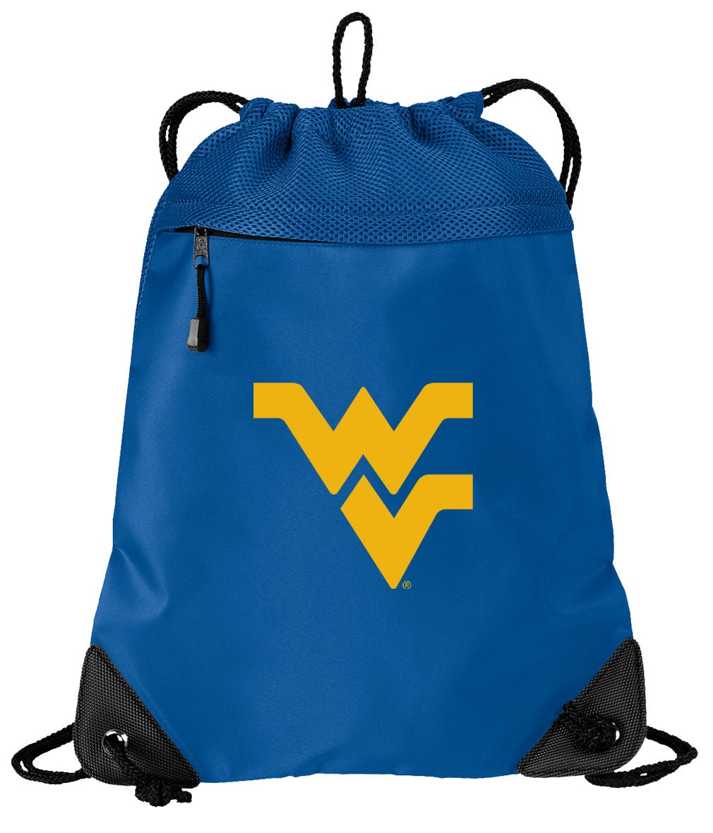 West Virginia Drawstring Backpack WVU Cinch Pack - Mesh & Microfiber Blue