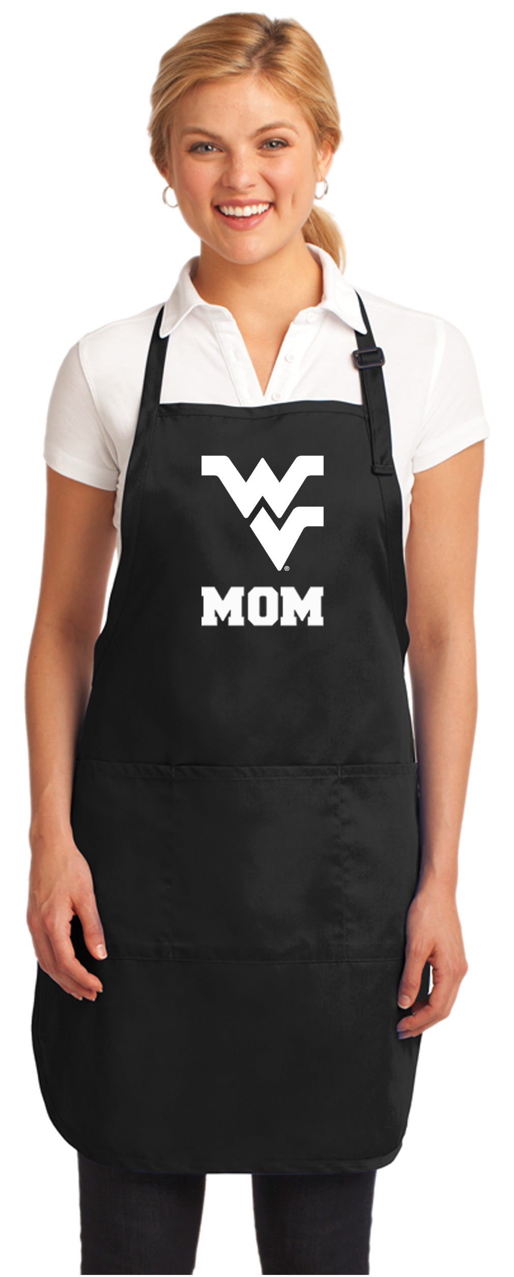 West Virginia Apron WVU Apron - Stain Resistant Fabric Mom on Black