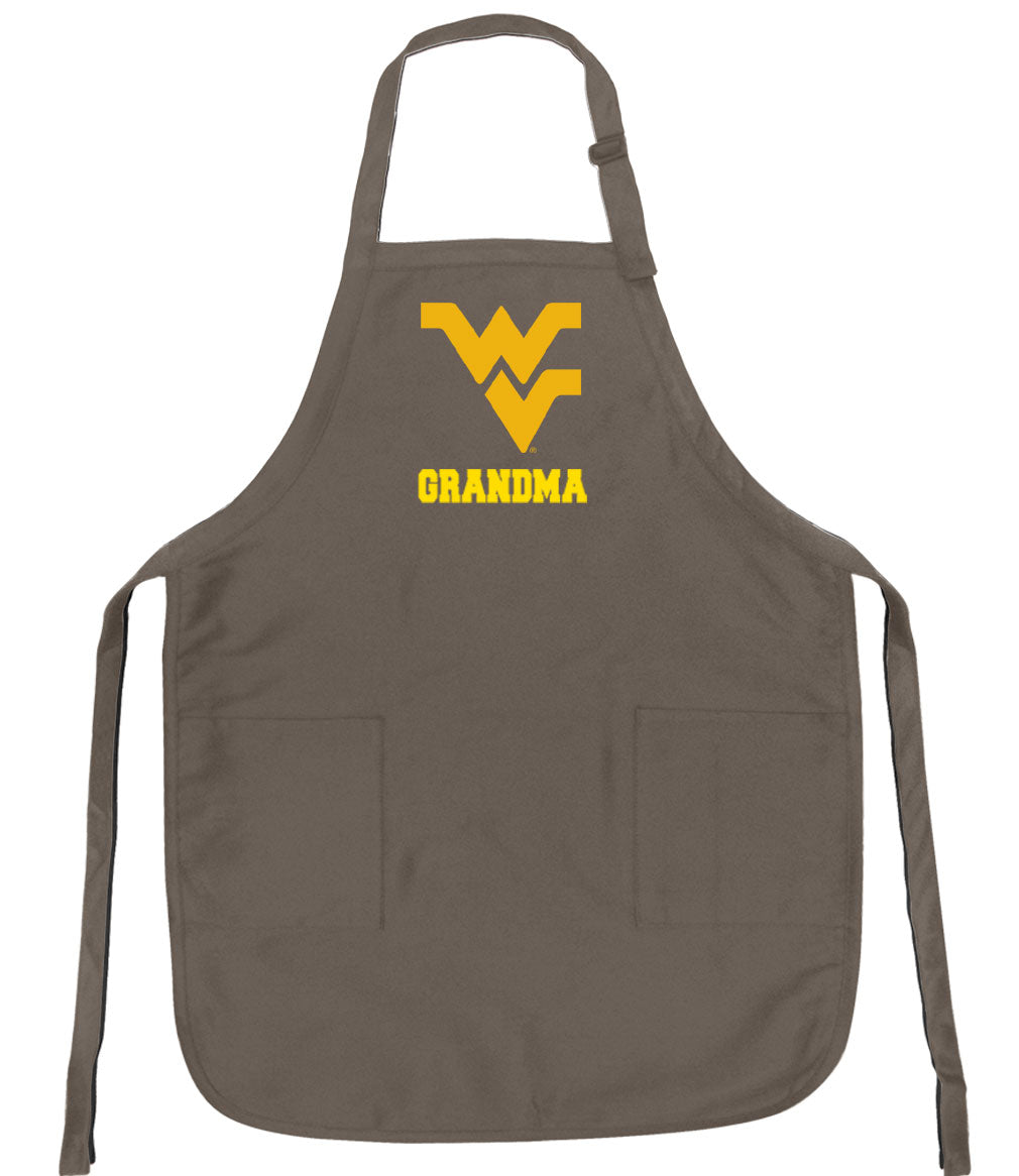 West Virginia Apron WVU Apron - Stain Resistant Fabric Grandma on Khaki