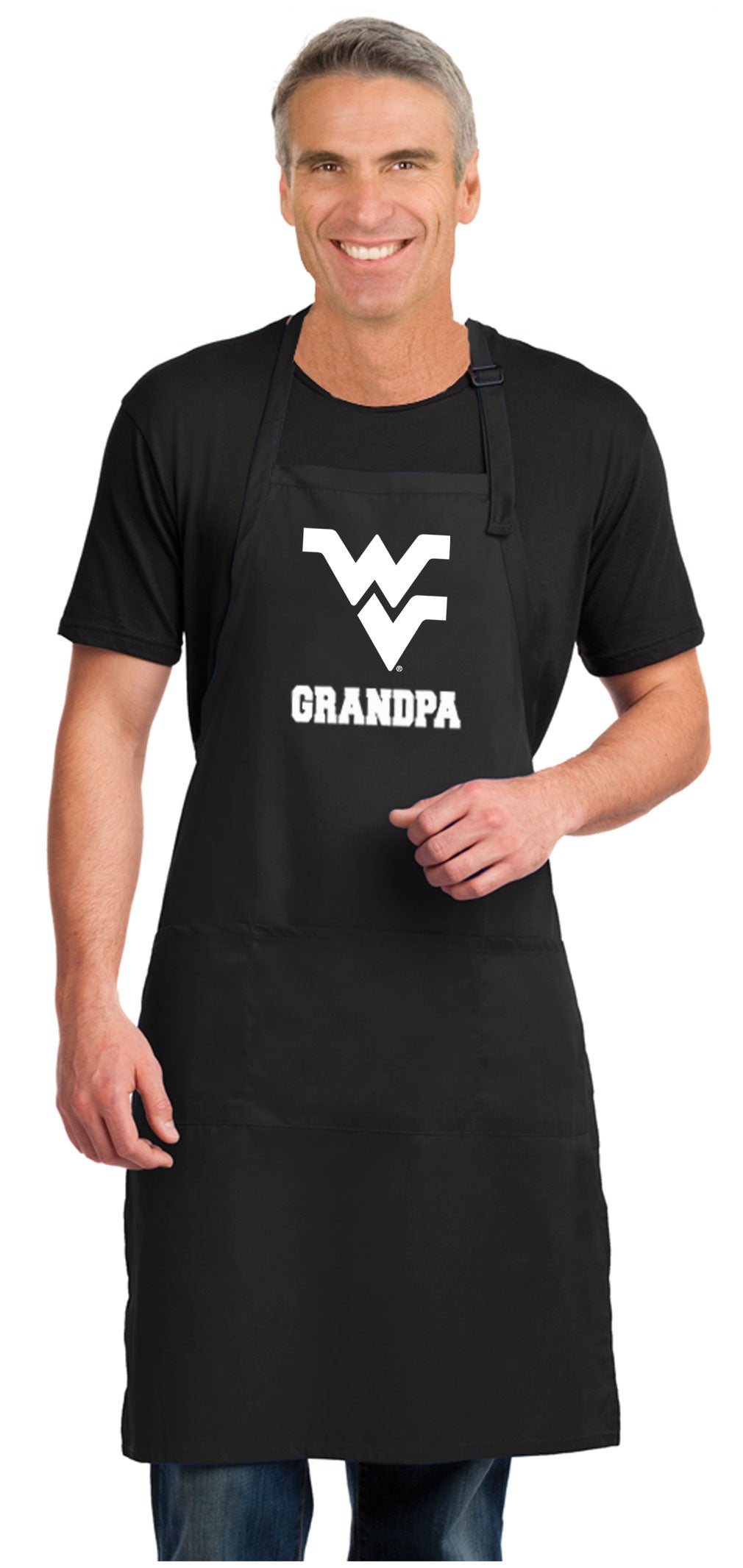 West Virginia Large Apron WVU Apron - Adjustable with Pockets Grandpa on Black
