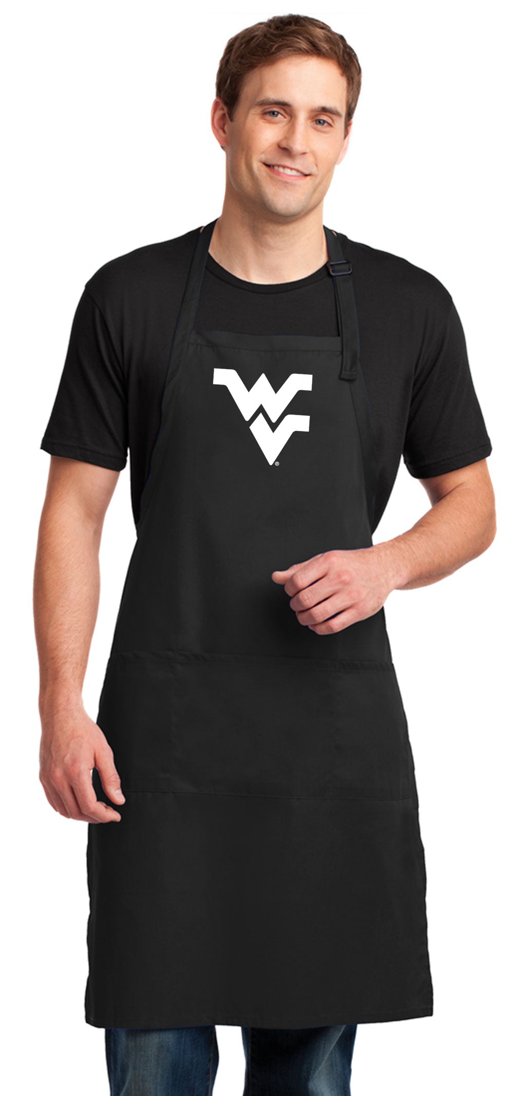 West Virginia Large Apron WVU Apron - Adjustable with Pockets Black