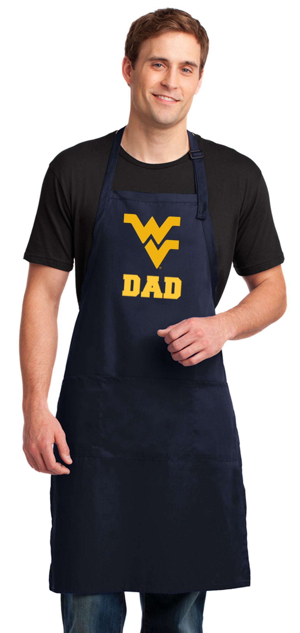 West Virginia Large Apron WVU Apron - Adjustable with Pockets Dad on Navy