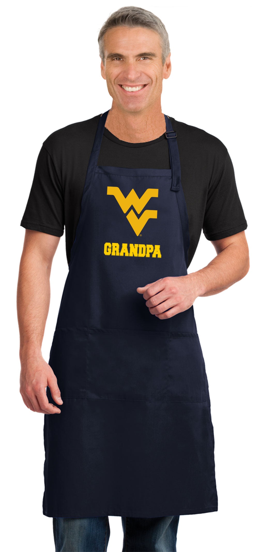 West Virginia Large Apron WVU Apron - Adjustable with Pockets Grandpa on Navy