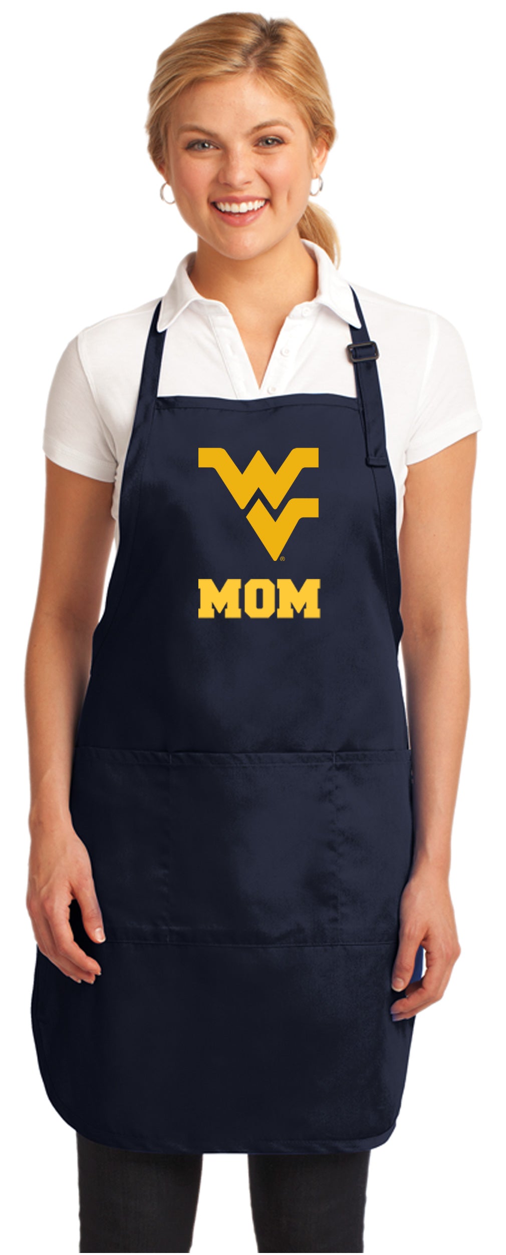 West Virginia Apron WVU Apron - Stain Resistant Fabric Mom on Navy