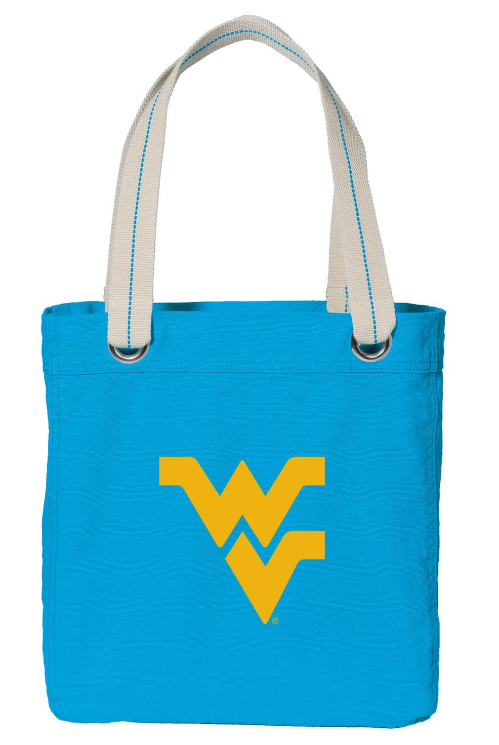 West Virginia Tote Bag WVU Deluxe Canvas Shoulder Bag Light Blue