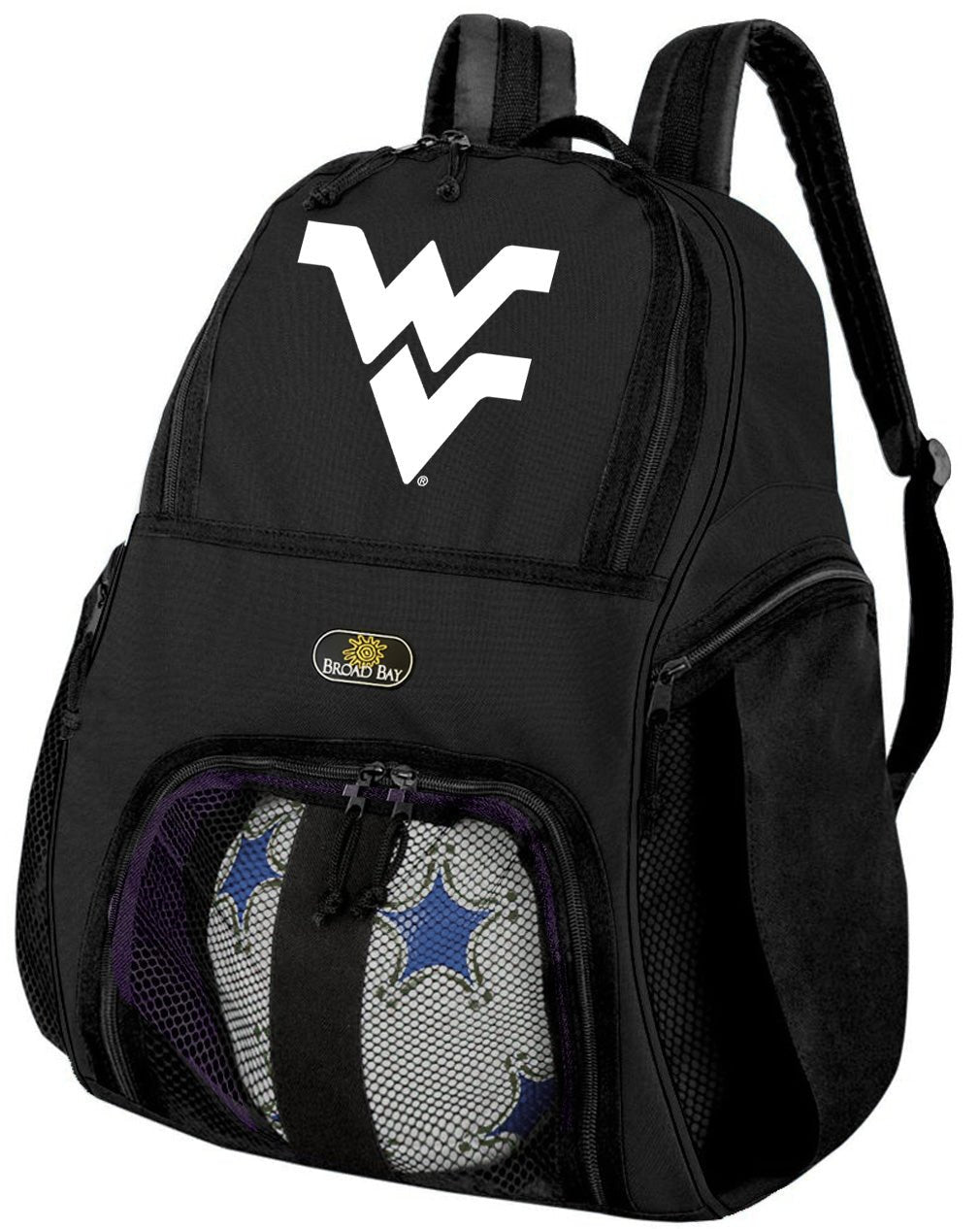 West Virginia University Soccer Ball Backpack or WVU Volleyball Sports Gear Bag Black