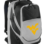 West Virginia Mountaineers Laptop Backpack – Official WVU Bookbag – 17" Laptop Sleeve, NCAA School Gear – 600D Polyester Black and Gray