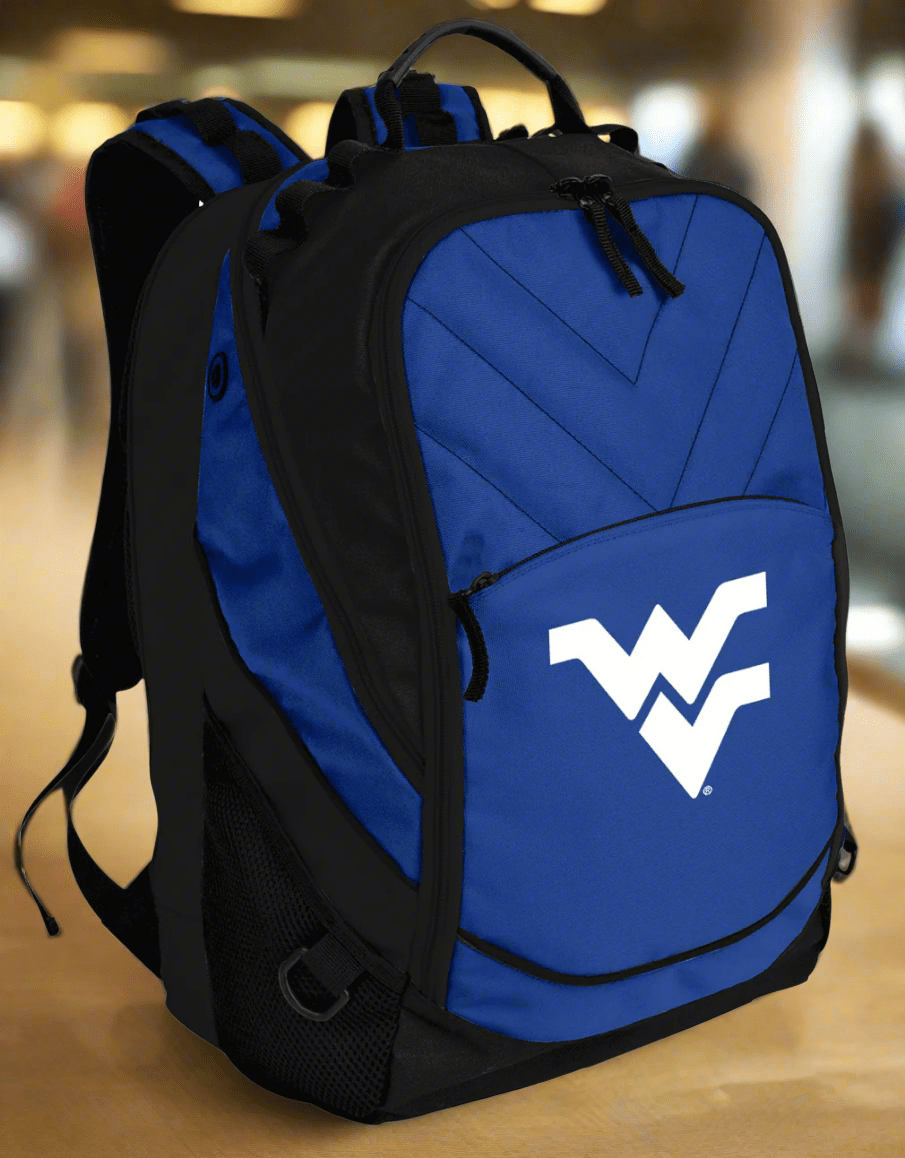West Virginia Mountaineers Laptop Backpack – Official WVU Bookbag – 17" Laptop Sleeve, NCAA School Gear – 600D Polyester Blue
