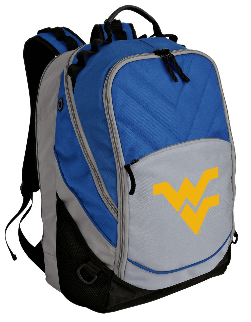 West Virginia Mountaineers Laptop Backpack – Official WVU Bookbag – 17" Laptop Sleeve, NCAA School Gear – 600D Polyester Blue and Gray